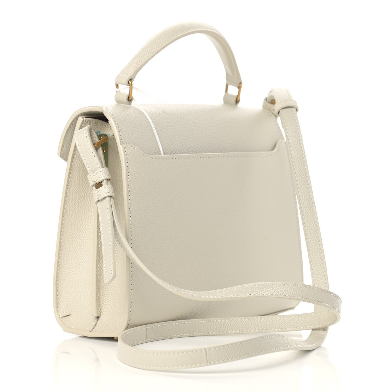 Saint Laurent Grain de Poudre Mini Classic Monogram Cassandra Top Handle Crema Soft Rouge Legion 3 of 10
