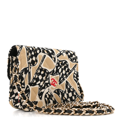 Chanel Canvas Check Flag Printed CC Clutch With Chain Beige Multicolor Beige Multicolor 3 of 10
