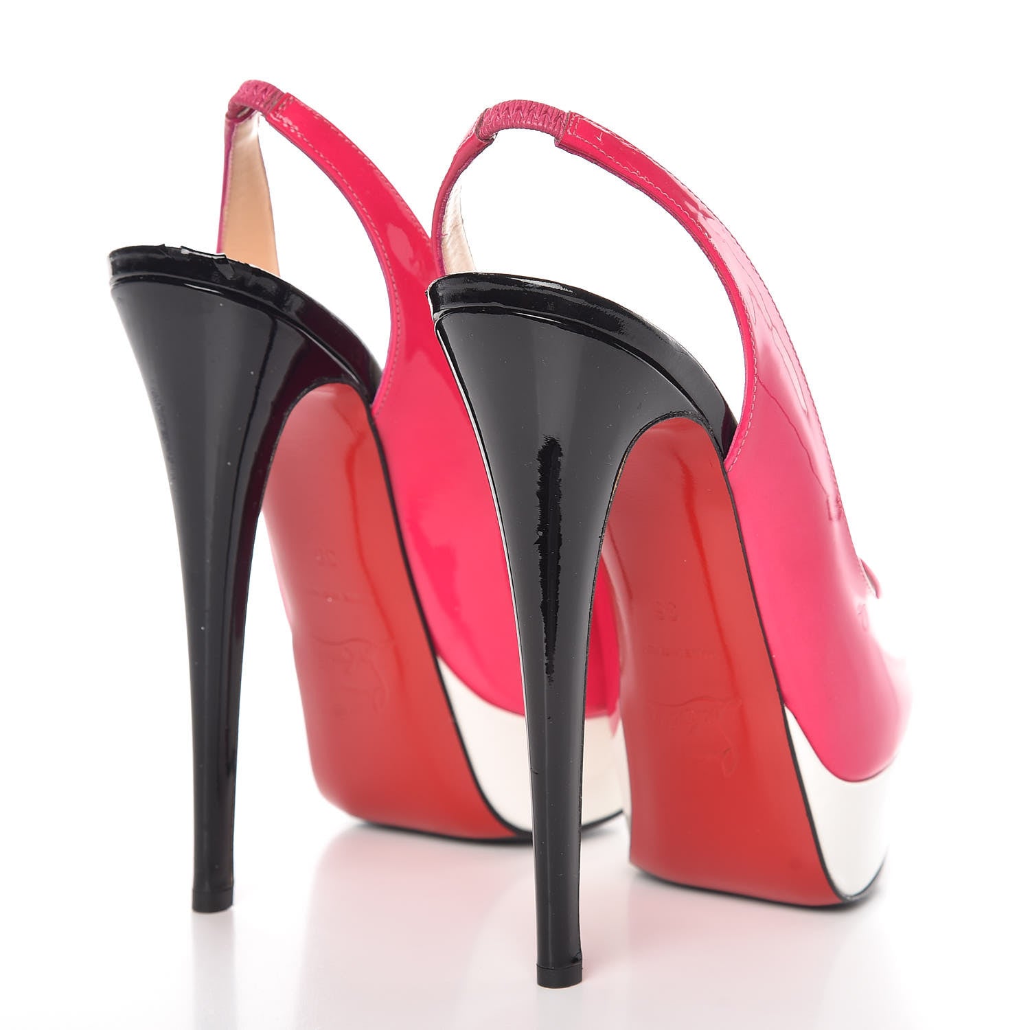 Christian Louboutin Patent Lady Peep Sling 150 Pumps 36 Darling Black 4 of 12