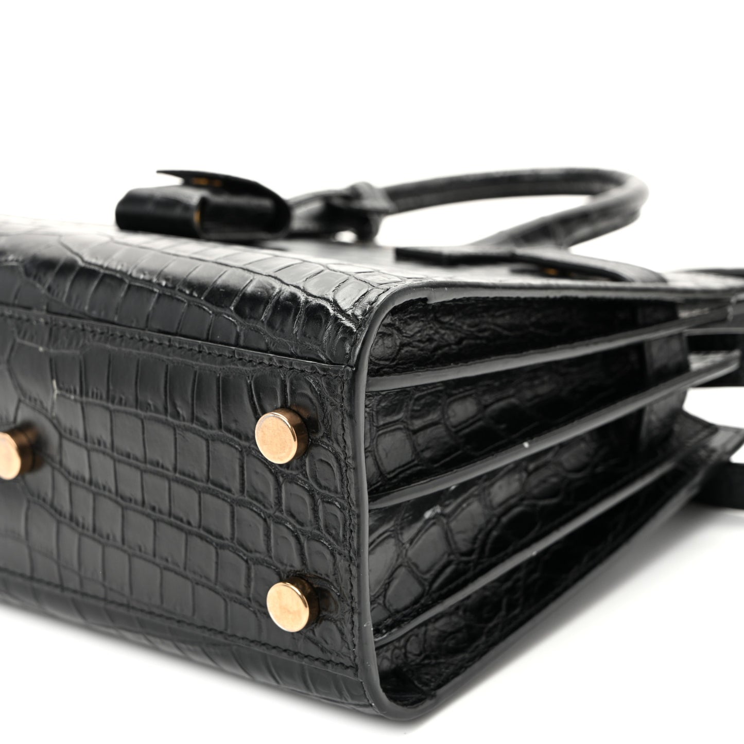 Calfskin Crocodile Embossed Nano Sac De Jour Black