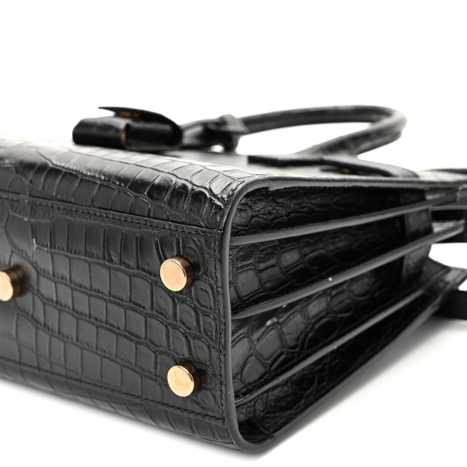 Saint Laurent Calfskin Crocodile Embossed Nano Sac De Jour Black 10 of 10
