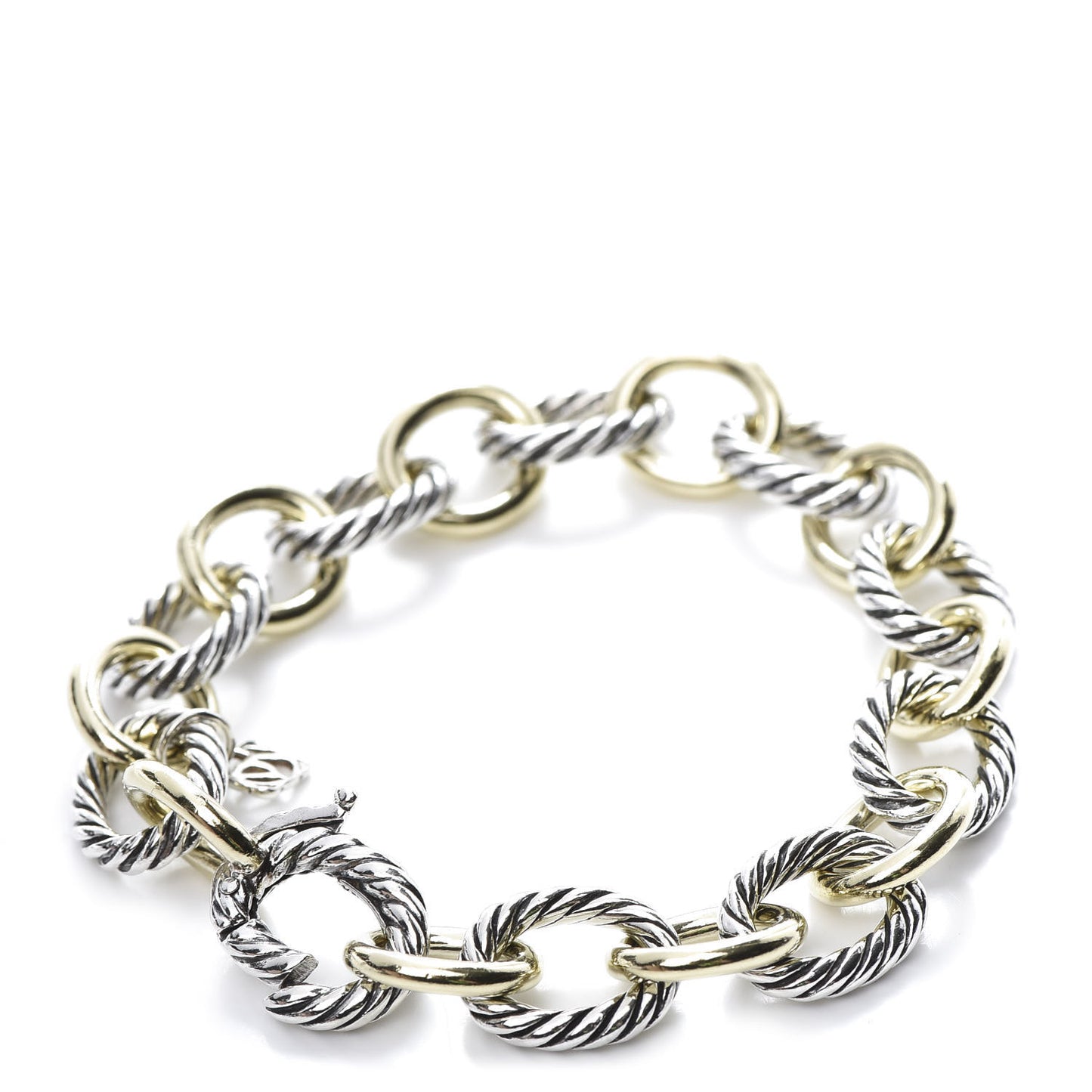 Sterling Silver 18K Yellow Gold 12mm Large Oval Link Bracelet