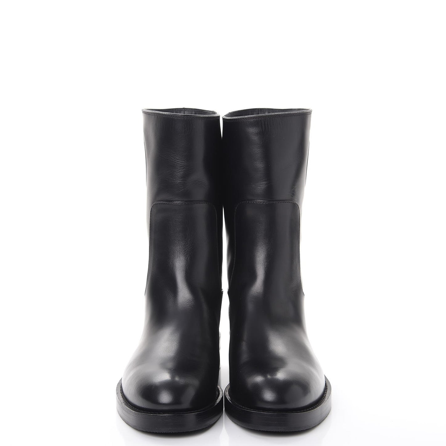 Calfskin Overdrive Flat Half Boots 39 Black
