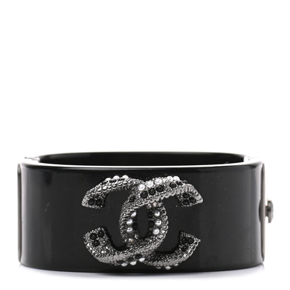 Chanel Resin Enamel Pearl CC Cuff Black 1 of 3