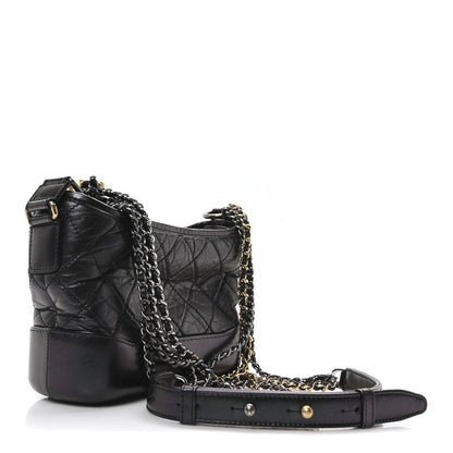 Chanel Iridescent Aged Calfskin Quilted Small Gabrielle Hobo Black 2 of 9