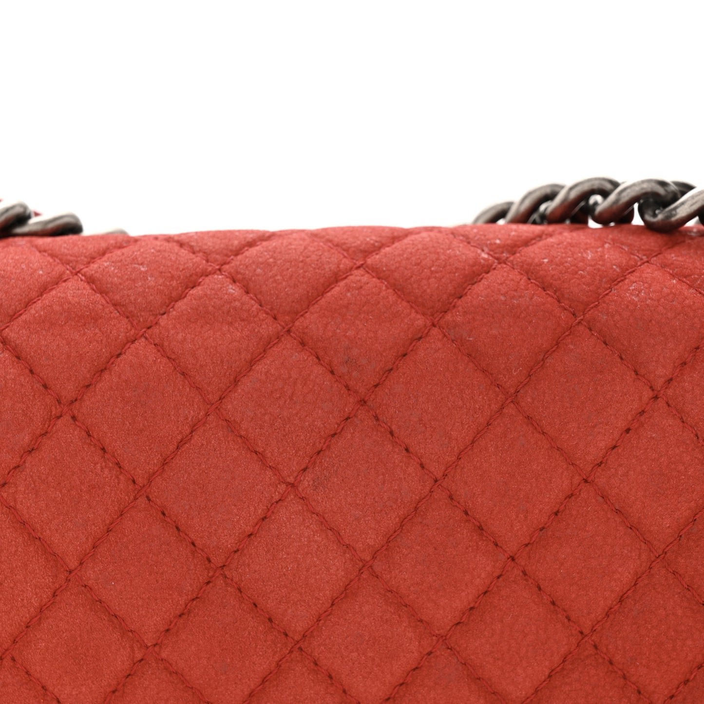 Suede Caviar Quilted Medium Boy Flap Red