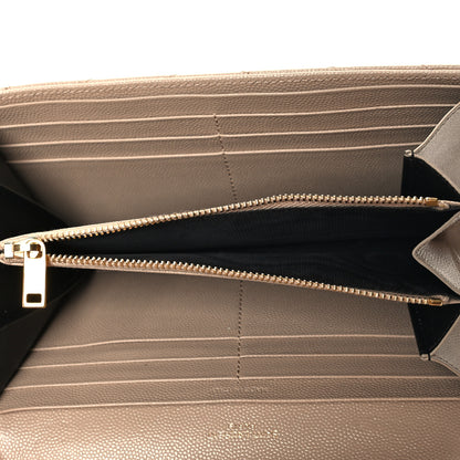 Saint Laurent Grain De Poudre Matelasse Chevron Monogram Flap Wallet Dark Beige 5 of 12
