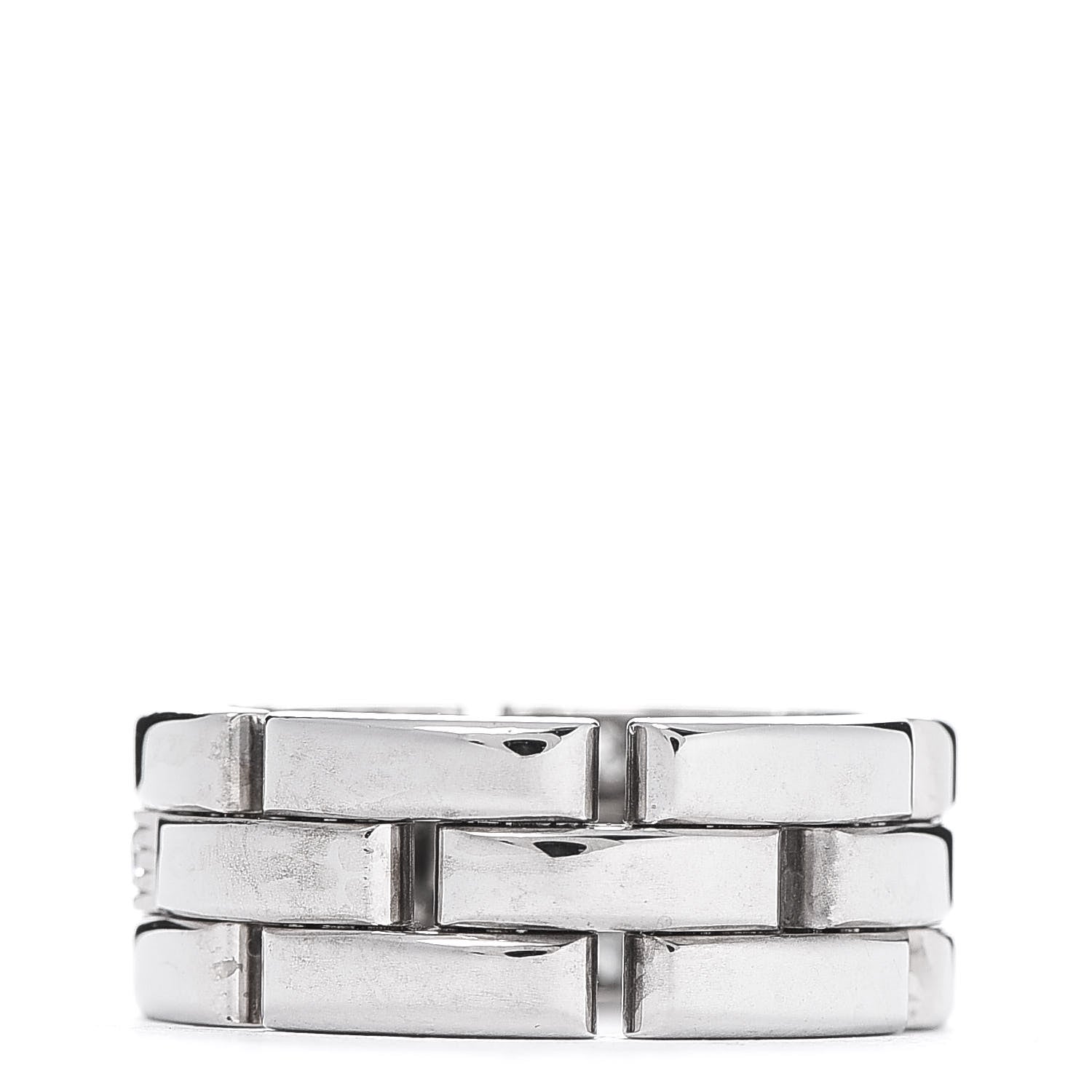 Cartier 18K White Gold Diamond Maillon Panthere 3 Half Rows Paved Ring 52 6 3 of 7