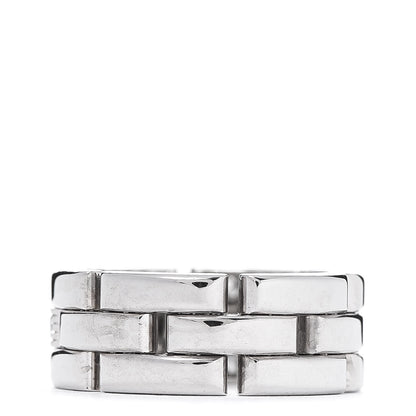 Cartier 18K White Gold Diamond Maillon Panthere 3 Half Rows Paved Ring 52 6 3 of 7