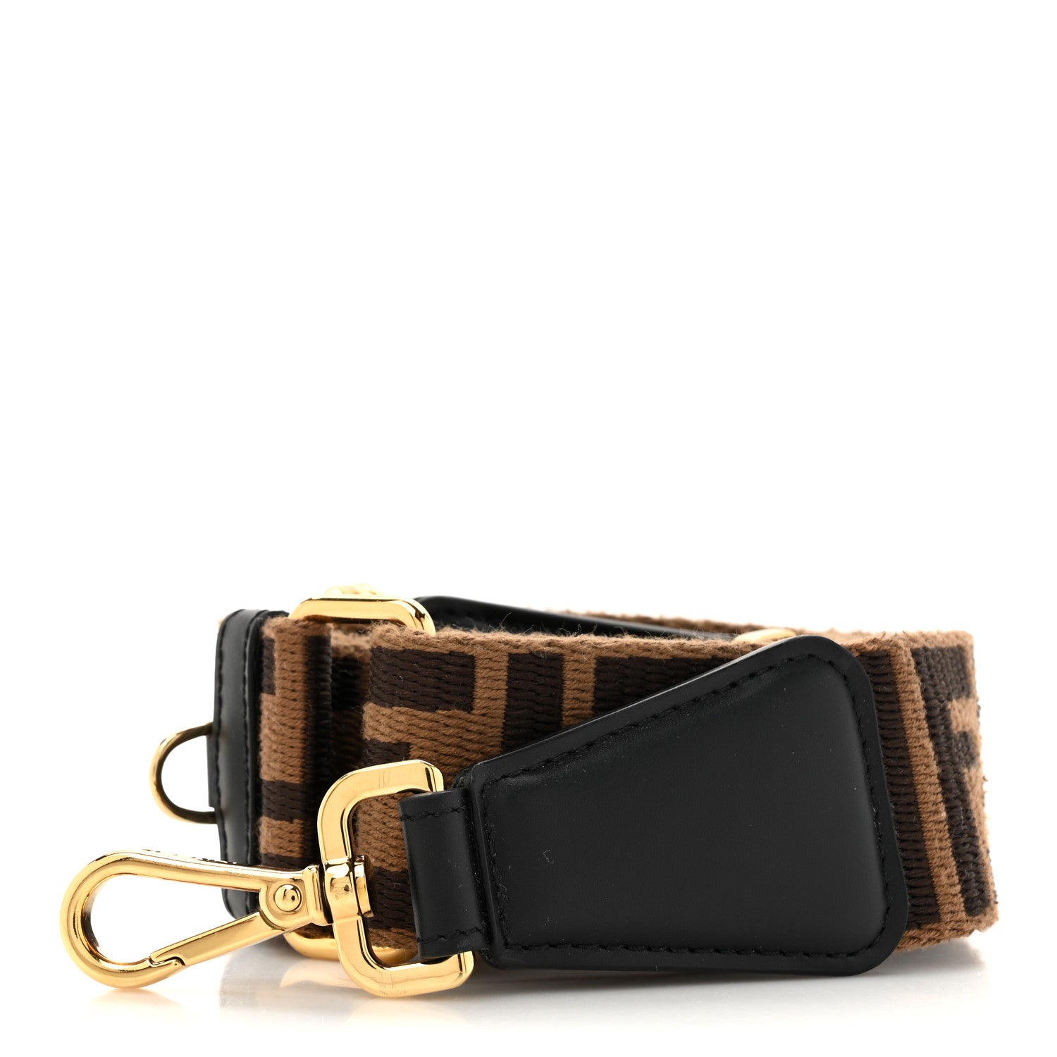 Fendi Ribbon Vitello Century FF 1974 Flat Studded Strap You Fango Marrone Ebano 1 of 5