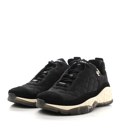 Chanel Mesh Suede Calfskin Quilted Sneakers 36 Black Dark Grey 3 of 10