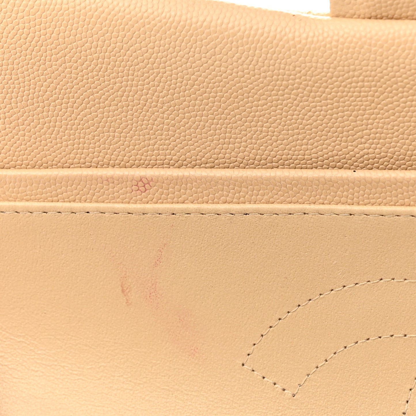 Caviar Quilted Jumbo Double Flap Light Beige