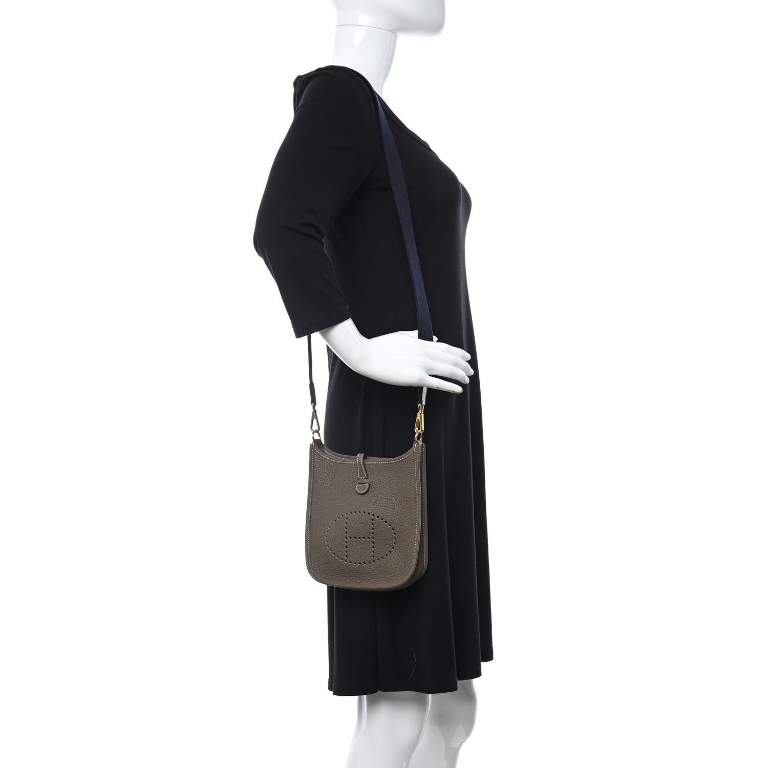 Hermes Taurillon Clemence Amazone Evelyne TPM Etoupe Bleu Indigo 2 of 13
