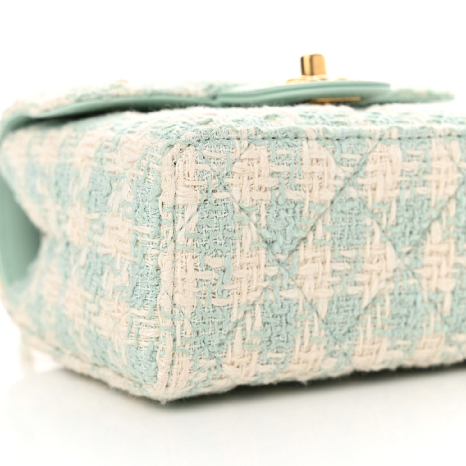 Chanel Tweed Handle Crush Top Handle Flap Bag Light Blue Ecru 9 of 12