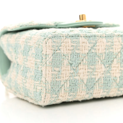 Chanel Tweed Handle Crush Top Handle Flap Bag Light Blue Ecru 9 of 12