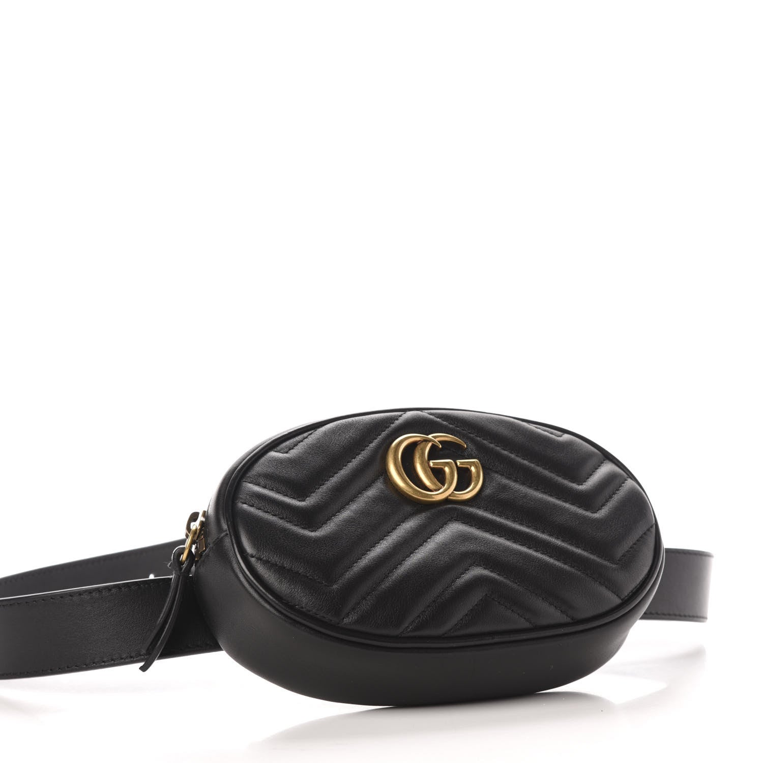 Gucci Calfskin Matelasse GG Marmont Belt Bag 85 34 Black 4 of 11