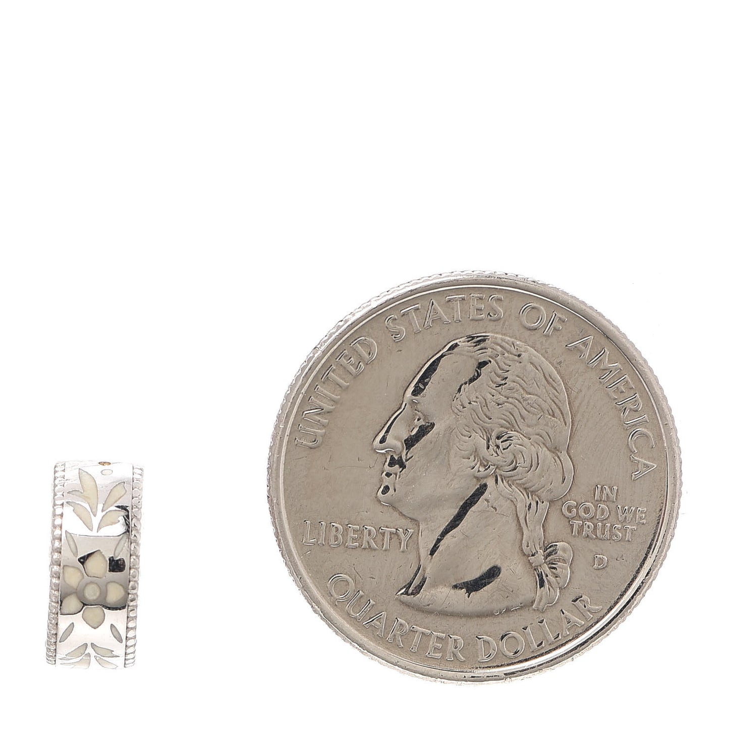 18K White Gold Enamel Blooms Single Ear Cuff Earring