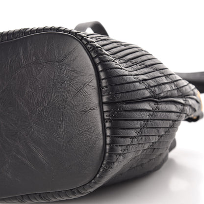 Chanel Iridescent Crumpled Calfskin Coco Pleats Small Drawstring Bag Black 9 of 9