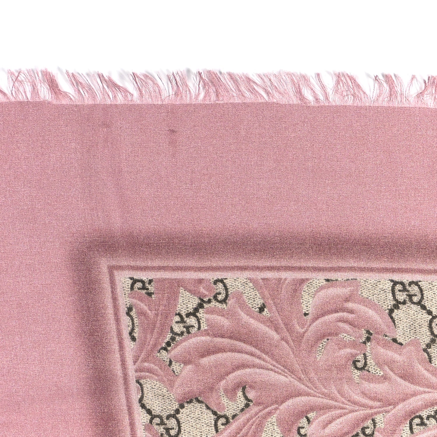 Gucci Modal Silk GG Monogram Big Arabesque Shawl Beige Pink 3 of 3