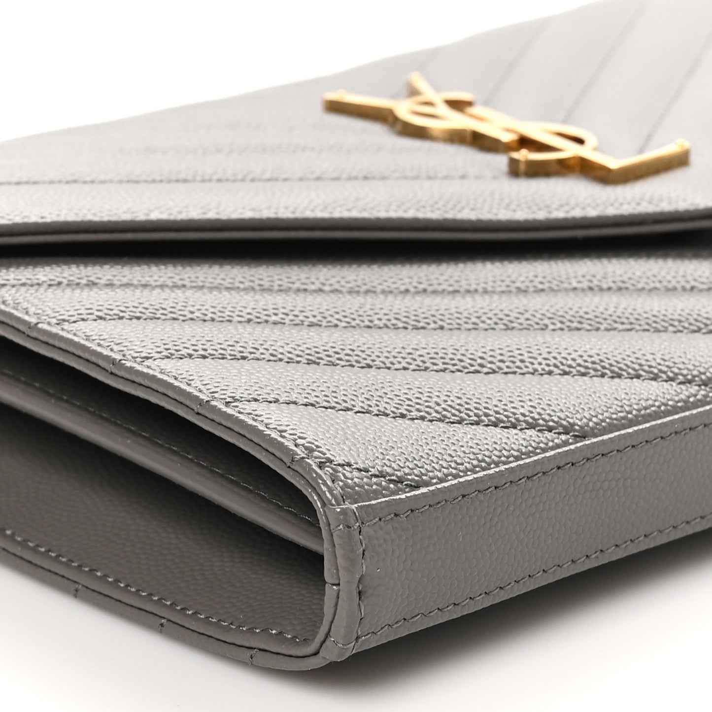 Grain De Poudre Matelasse Chevron Monogram Chain Wallet Fog
