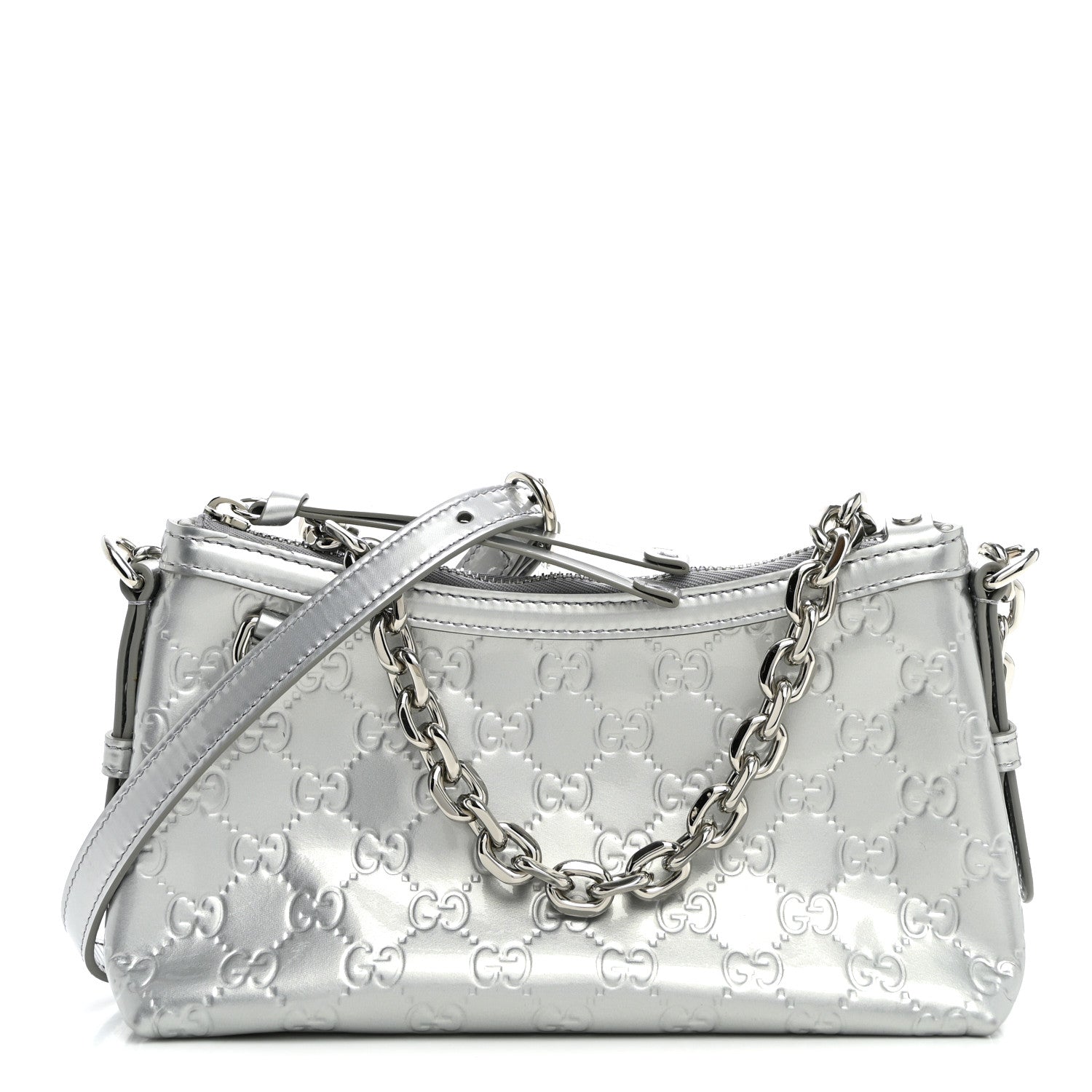 Gucci Shine Guccissima Emblem Small Shoulder Bag Silver 1 of 11