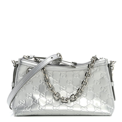 Gucci Shine Guccissima Emblem Small Shoulder Bag Silver 1 of 11