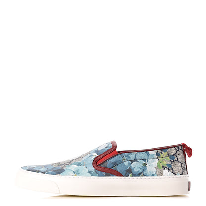 Gucci GG Supreme Monogram Blooms Womens Slip On Sneakers 37.5 Beige Blue Navy Red 1 of 9