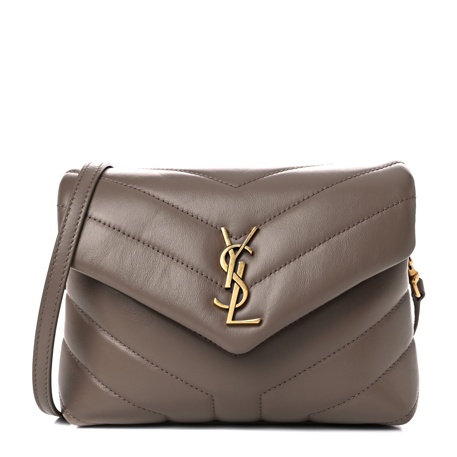 Saint Laurent Calfskin Y Quilted Monogram Toy Loulou Crossbody Bag Taupe 1 of 10