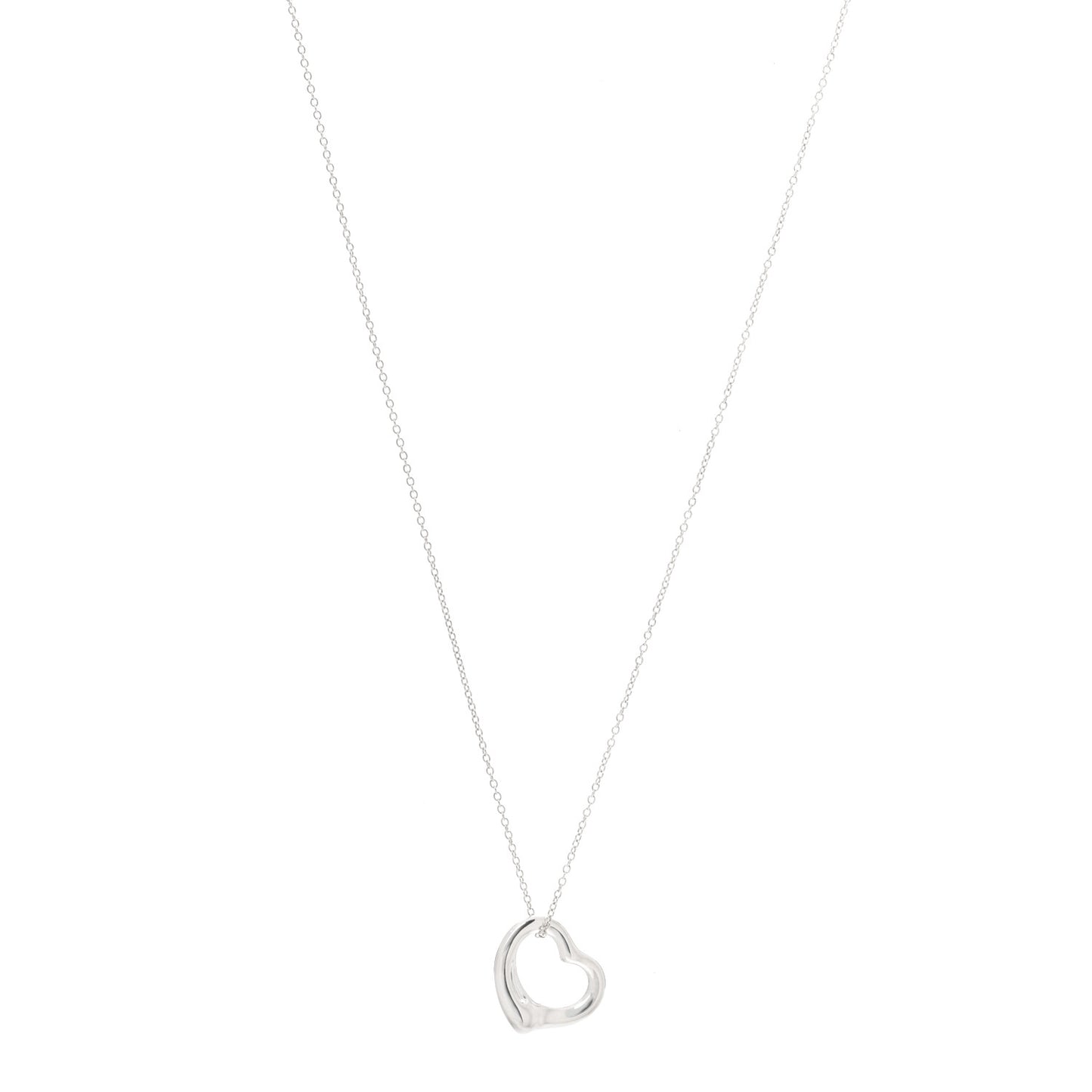 Sterling Silver 16mm Elsa Peretti Open Heart Pendant Necklace