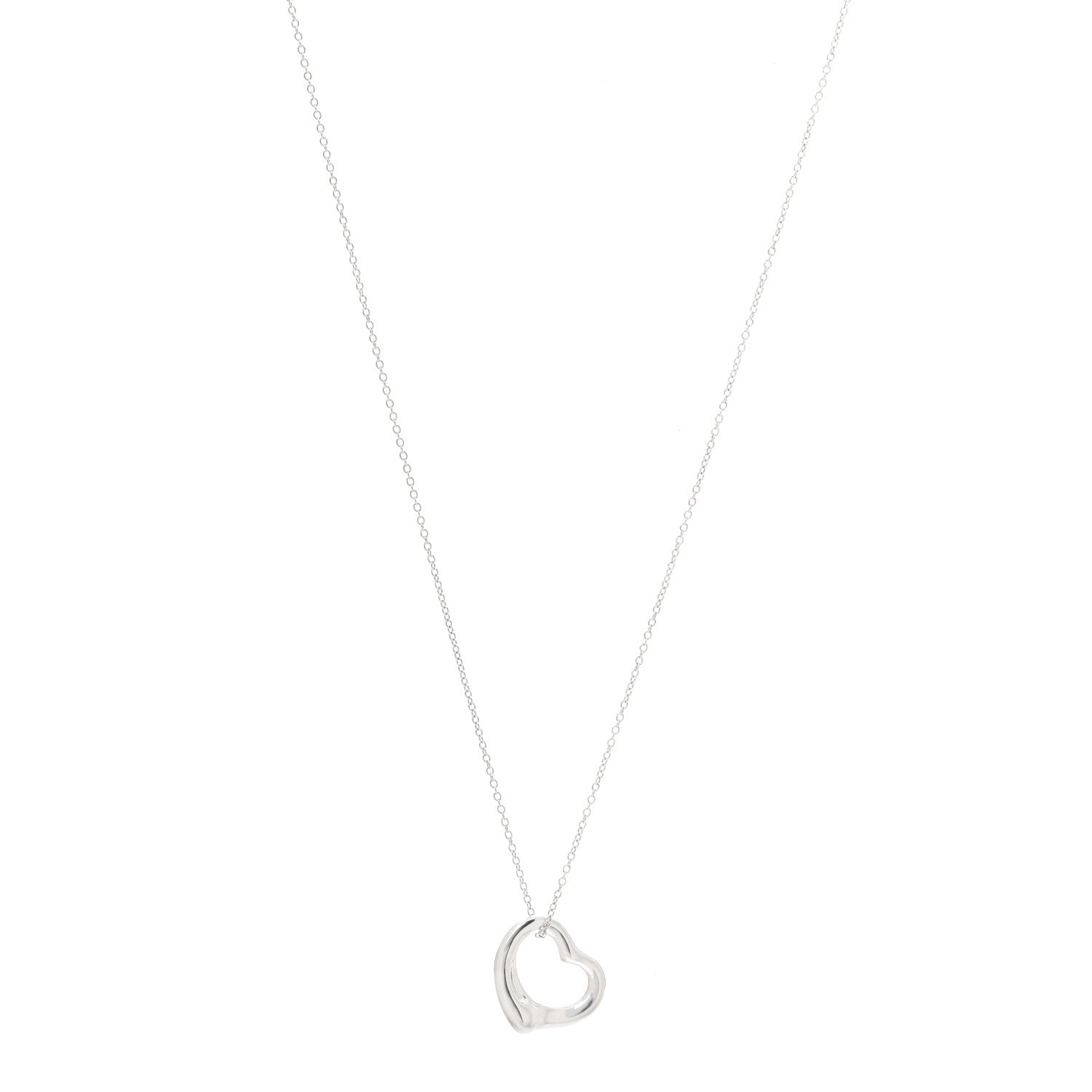 Tiffany Sterling Silver 16mm Elsa Peretti Open Heart Pendant Necklace 1 of 8