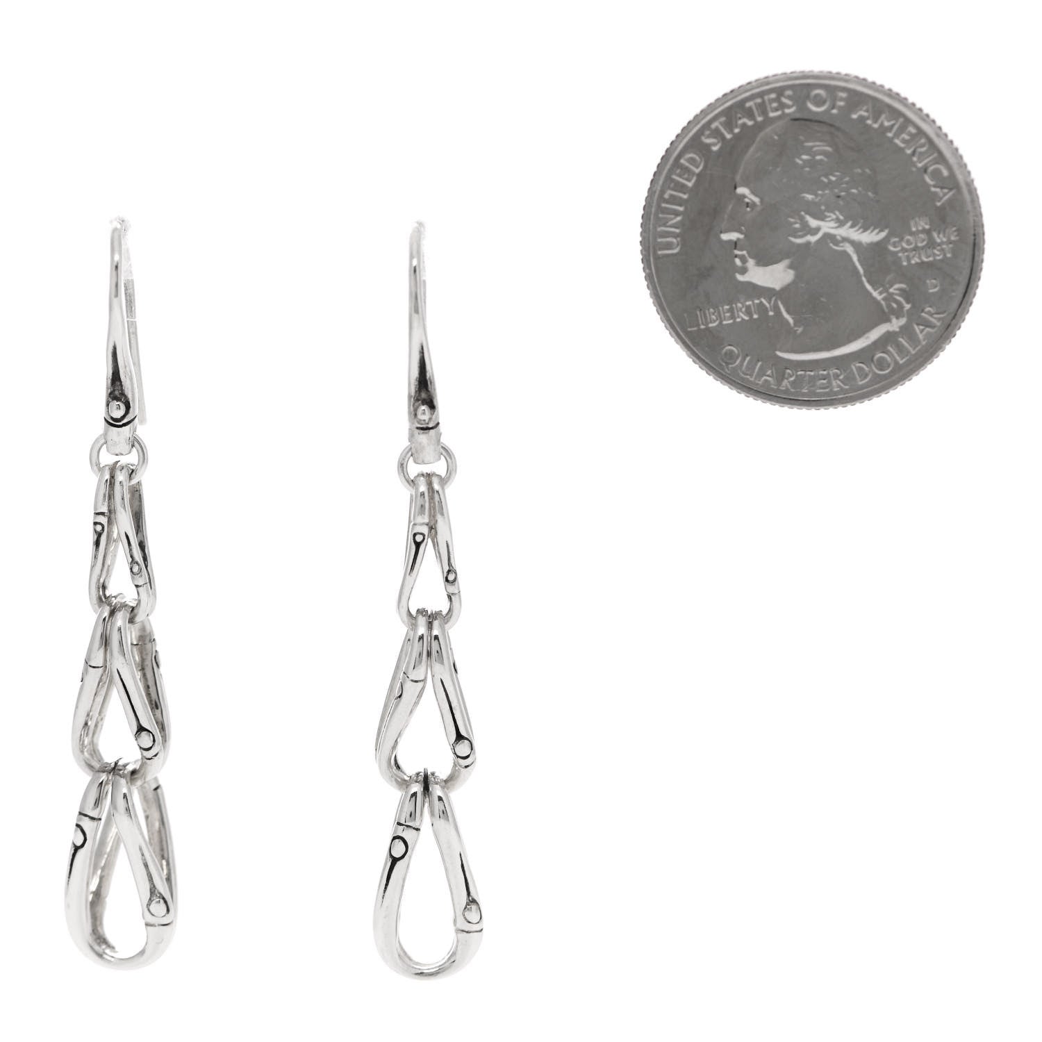 John Hardy Sterling Silver Bamboo Linear Drop Earrings 2 of 5