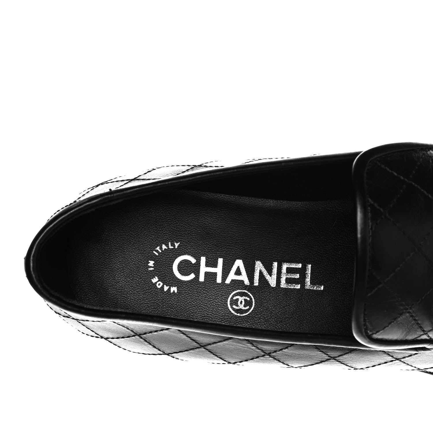 Chanel Calfskin Stitched CC Loafers 39 Black 7 of 8