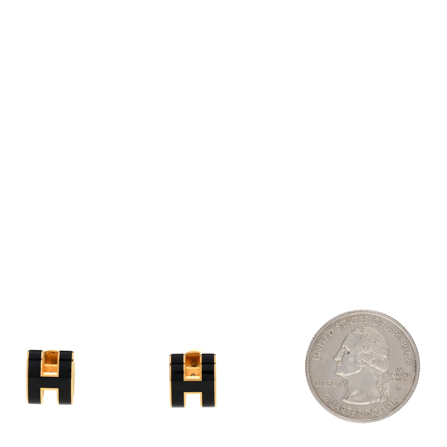 Gold Lacquered Mini Pop H Earrings Black