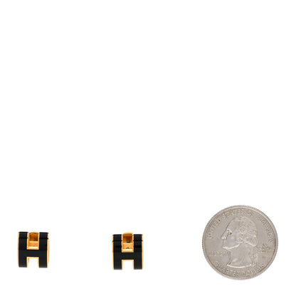 Hermes Gold Lacquered Mini Pop H Earrings Black 2 of 6