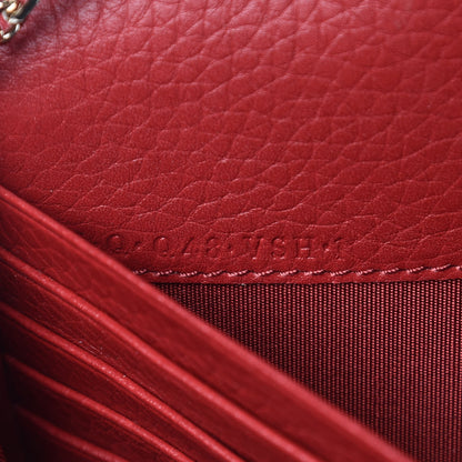Valentino Garavani Pebbled Calfskin Rockstud Envelope Wallet on Chain Rosso Valentino 7 of 10