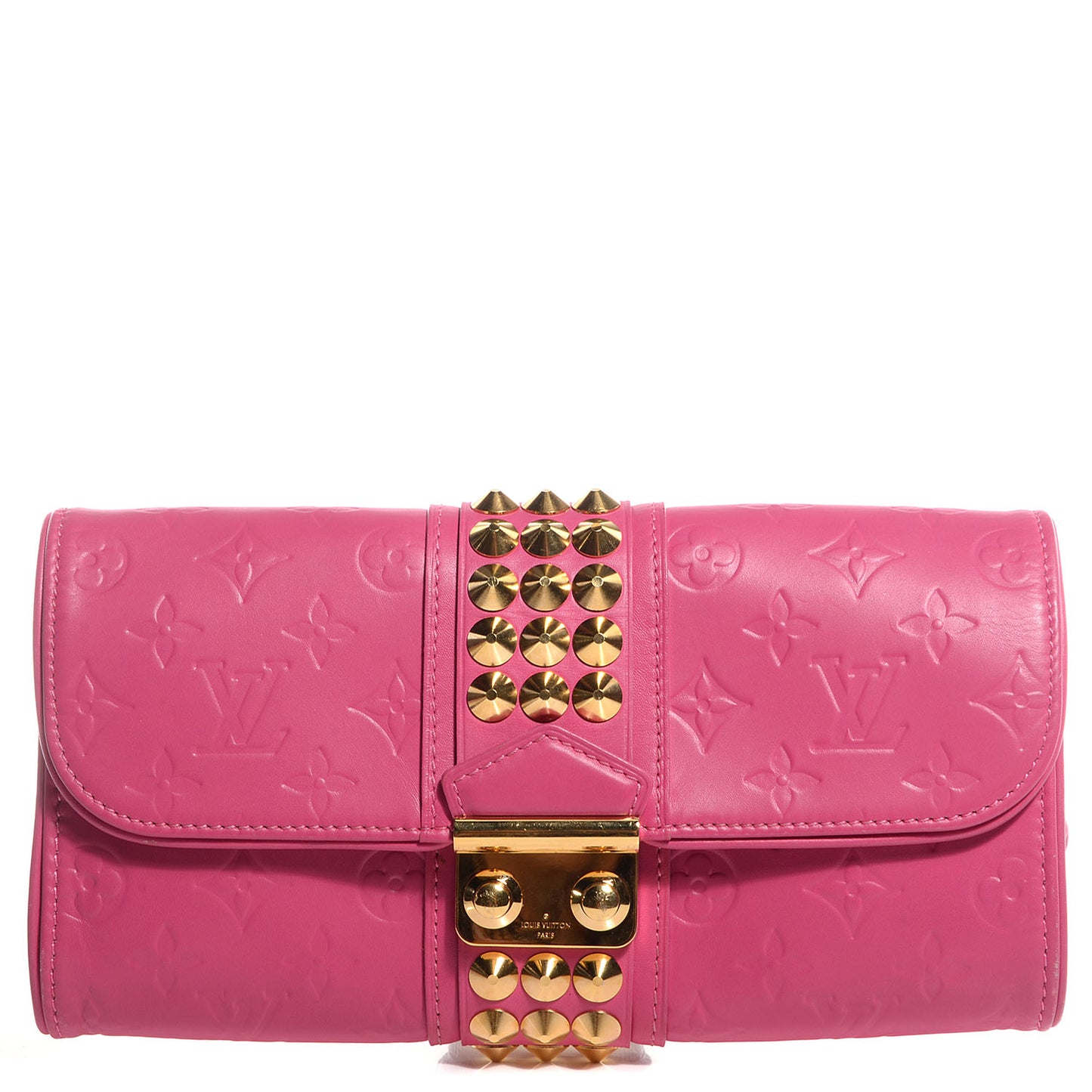 Calfskin Embossed Courtney Pochette Clutch Fuchsia