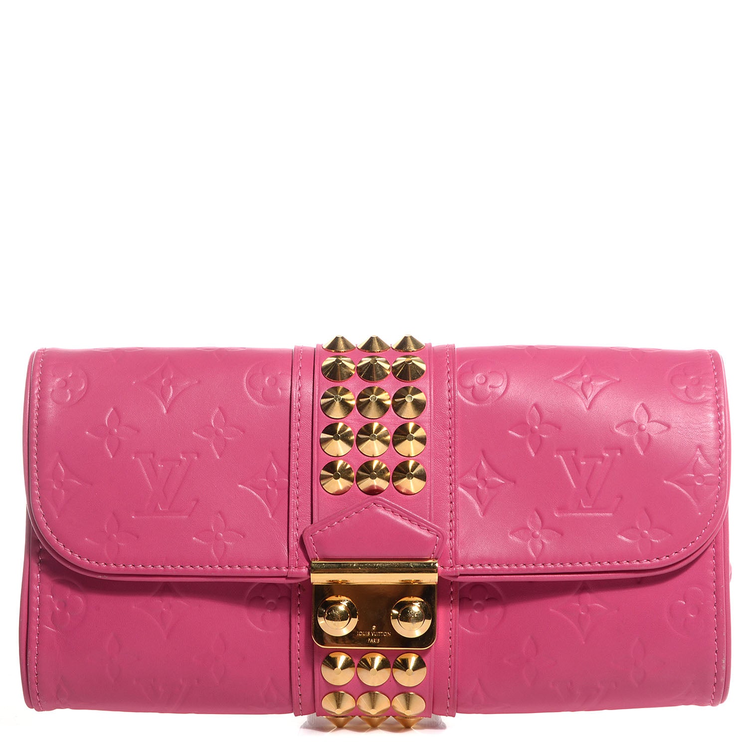Louis Vuitton Calfskin Embossed Courtney Pochette Clutch Fuchsia 1 of 7