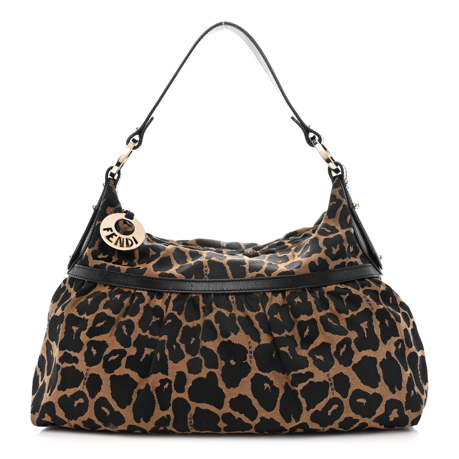 Fendi Jacquard Leopard Print Chef Hobo Tobacco 1 of 10