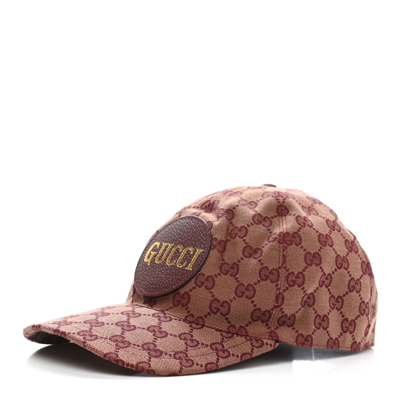 Gucci Monogram Textured Dollar Calfskin Zeno Baseball Hat M Camel Bordeaux 1 of 10