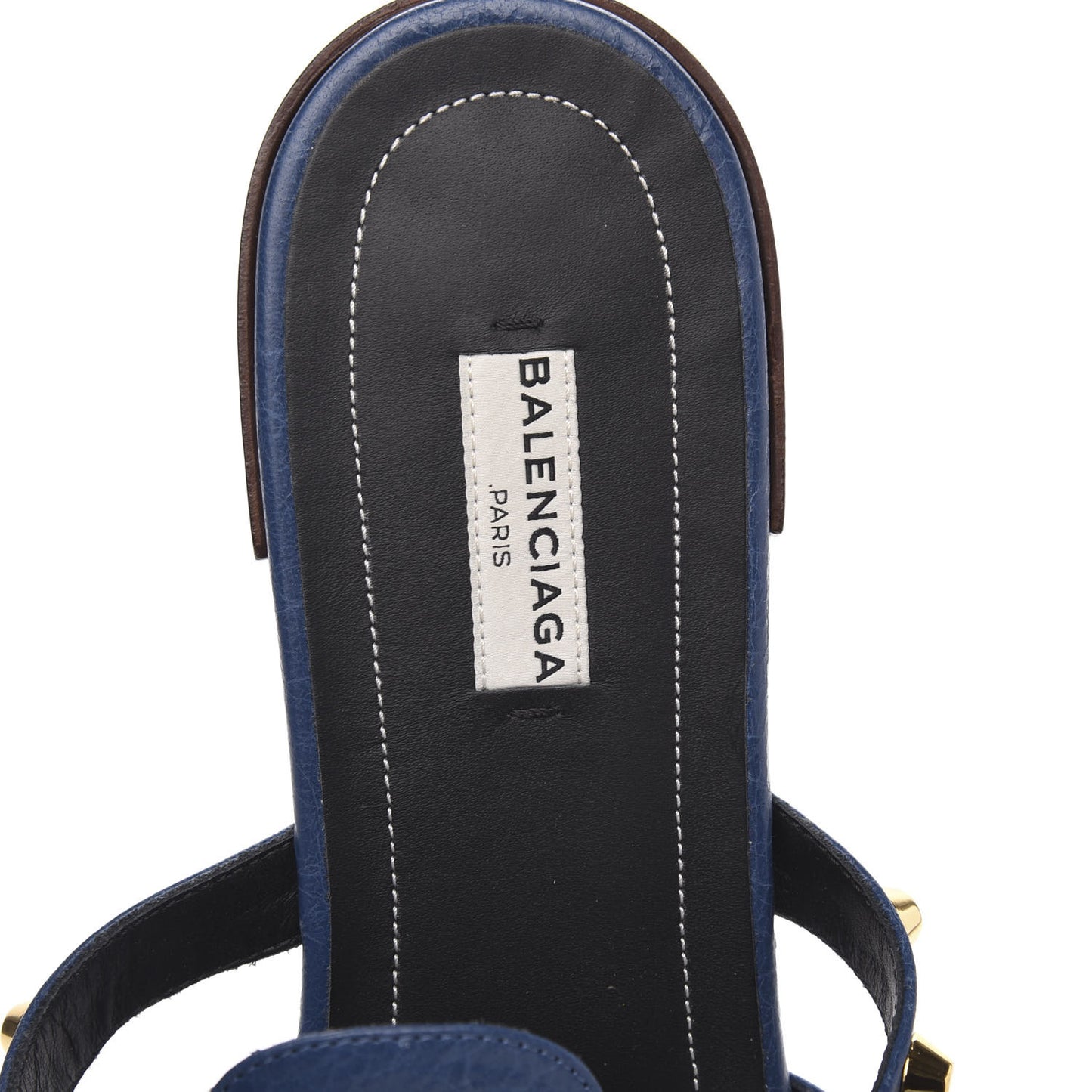 Agneau Giant Gold Stud Sandals 40 Blue