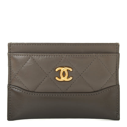 Chanel Aged Calfskin Quilted Gabrielle Card Holder Wallet Grey 1 of 8