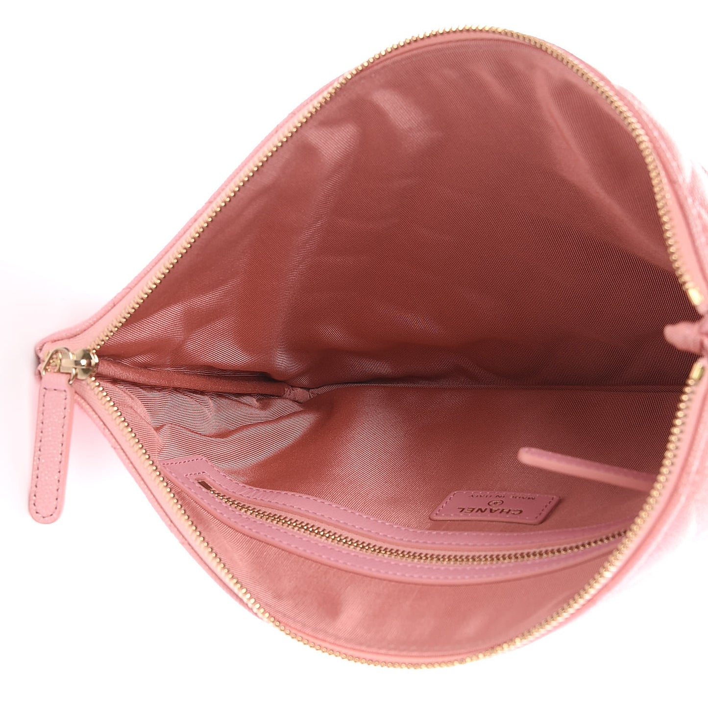 Iridescent Caviar Quilted Medium Cosmetic Case Rose Pink