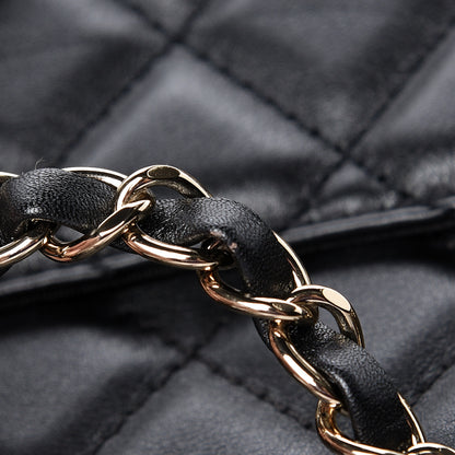 Chanel Metallized Calfskin Quilted Small XXL Travel Flap Bag Black 12 of 14