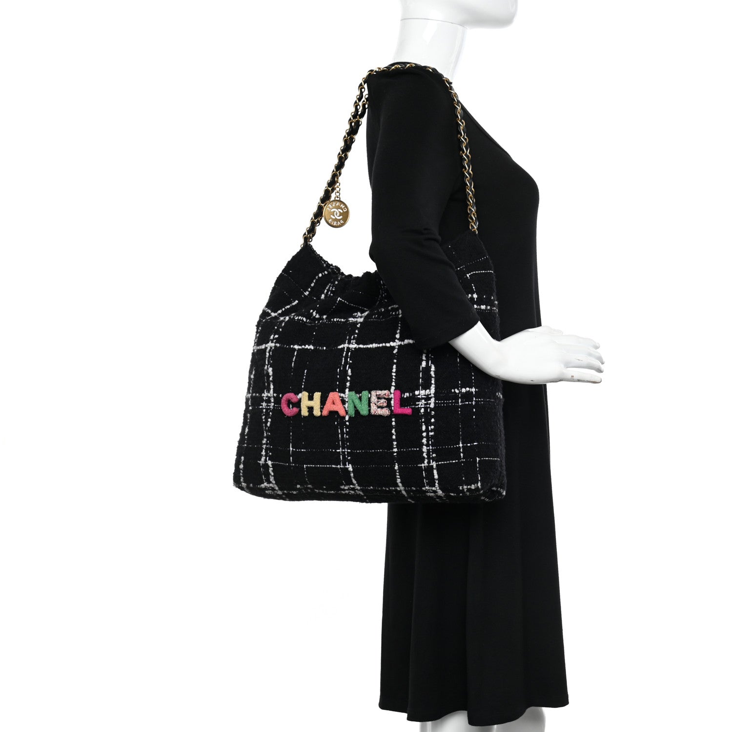Chanel Wool Tweed Quilted Chanel 22 Black Multicolor 2 of 11
