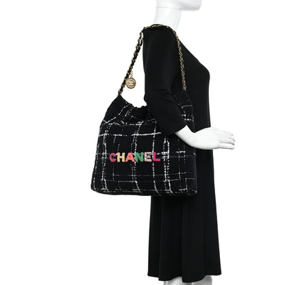 Chanel Wool Tweed Quilted Chanel 22 Black Multicolor 2 of 11