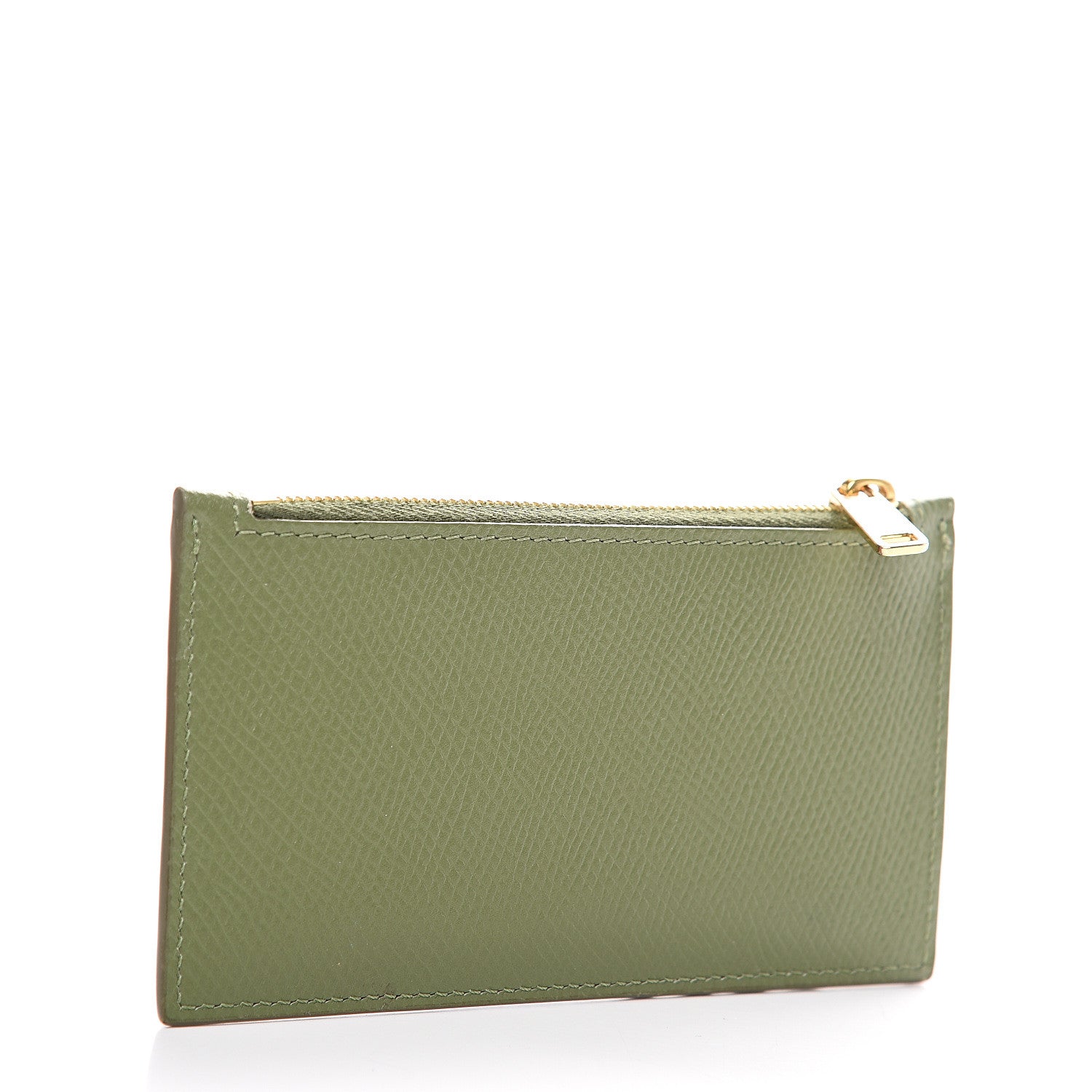 Celine Grained Calfskin Zipped Card Holder Light Khaki 2 of 7