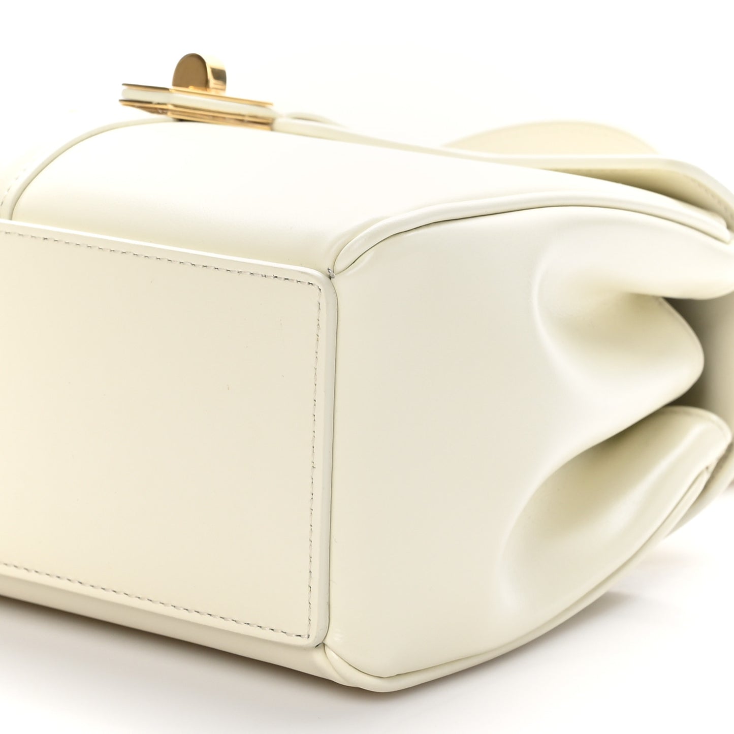 Satinated Calfskin Mini 16 Top Handle Bag White Cotton