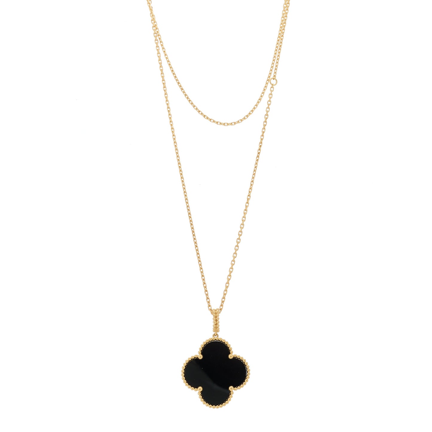 18K Yellow Gold Black Onyx Magic Alhambra Pendant Necklace