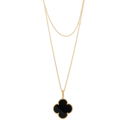 Van Cleef & Arpels 18K Yellow Gold Black Onyx Magic Alhambra Pendant Necklace 1 of 7