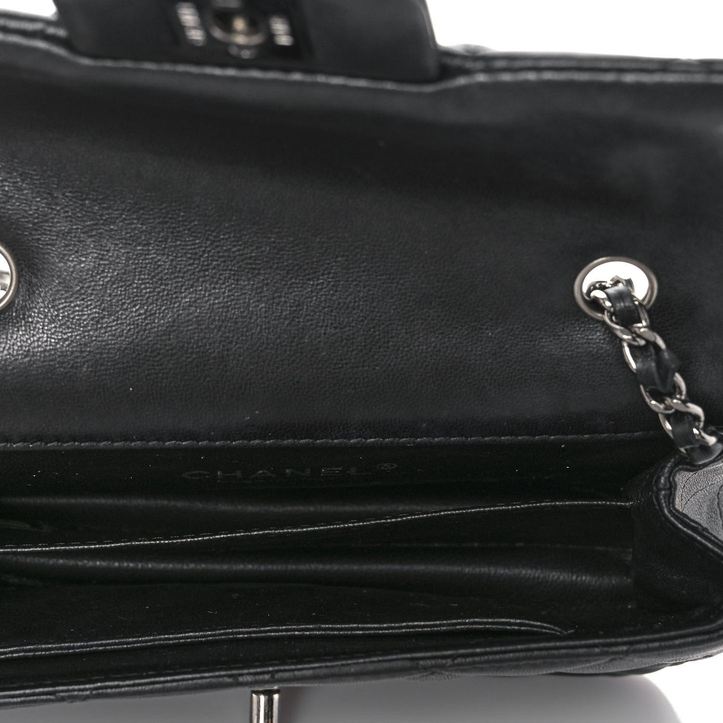 Lambskin Quilted Extra Mini Rectangular Flap Black
